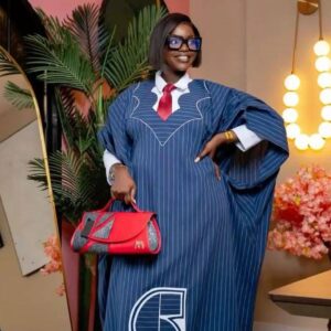 Asoke-Agbada Blue with white stripes Bubu dress