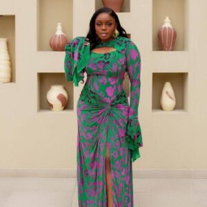 Green et Purple Mesh beautiful dress