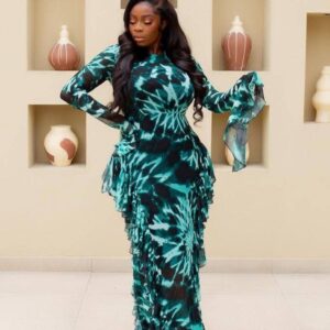 Green-Mix Bodycon Mesh Dress