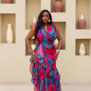 Pink Floral V-neck Mesh Dress