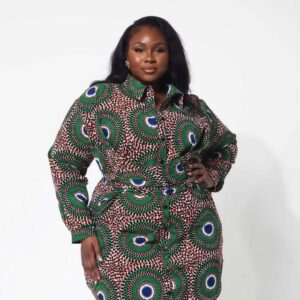 Ankara Collar Bold Short Shirt-dress