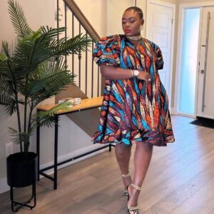 Floral Ankara Flay Short Dress and comfortable for Maternity