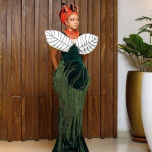 Beaded Swede Green Luxury dress for Traditional Wedding